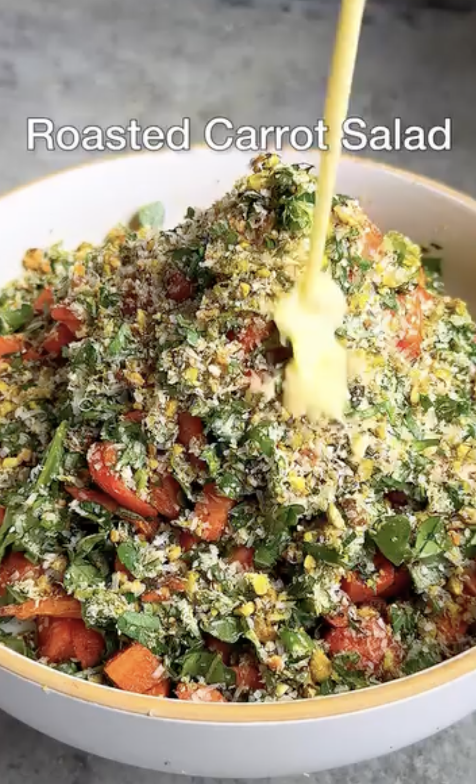 Roasted Carrot Salad with Pistachio-Parmesan Crunch
